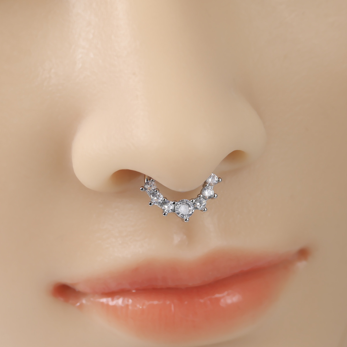 Fashion Women's Nose Piercing Ring with Sparkling Zirconia Stones